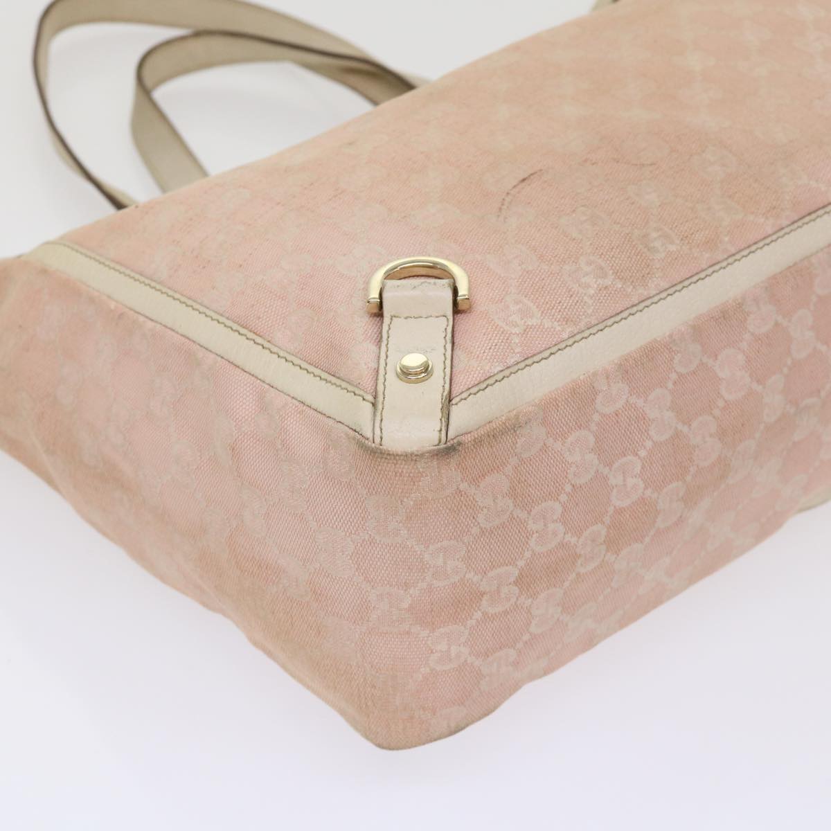GUCCI GG Canvas Tote Bag Leather Pink 141472 bs6464