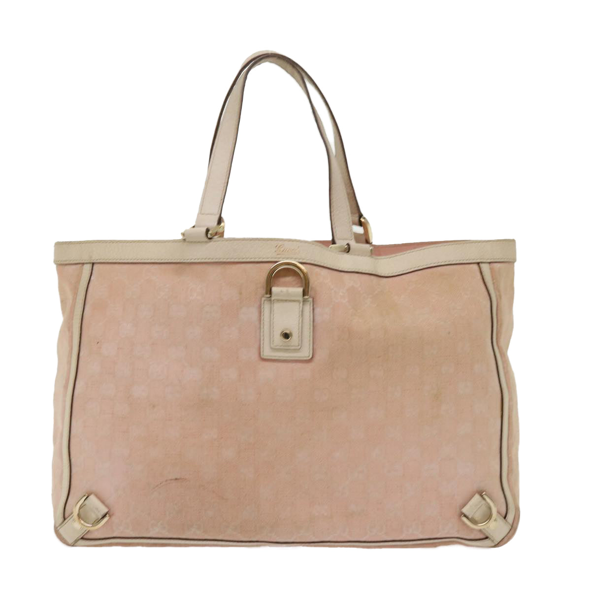 GUCCI GG Canvas Tote Bag Leather Pink 141472 bs6464