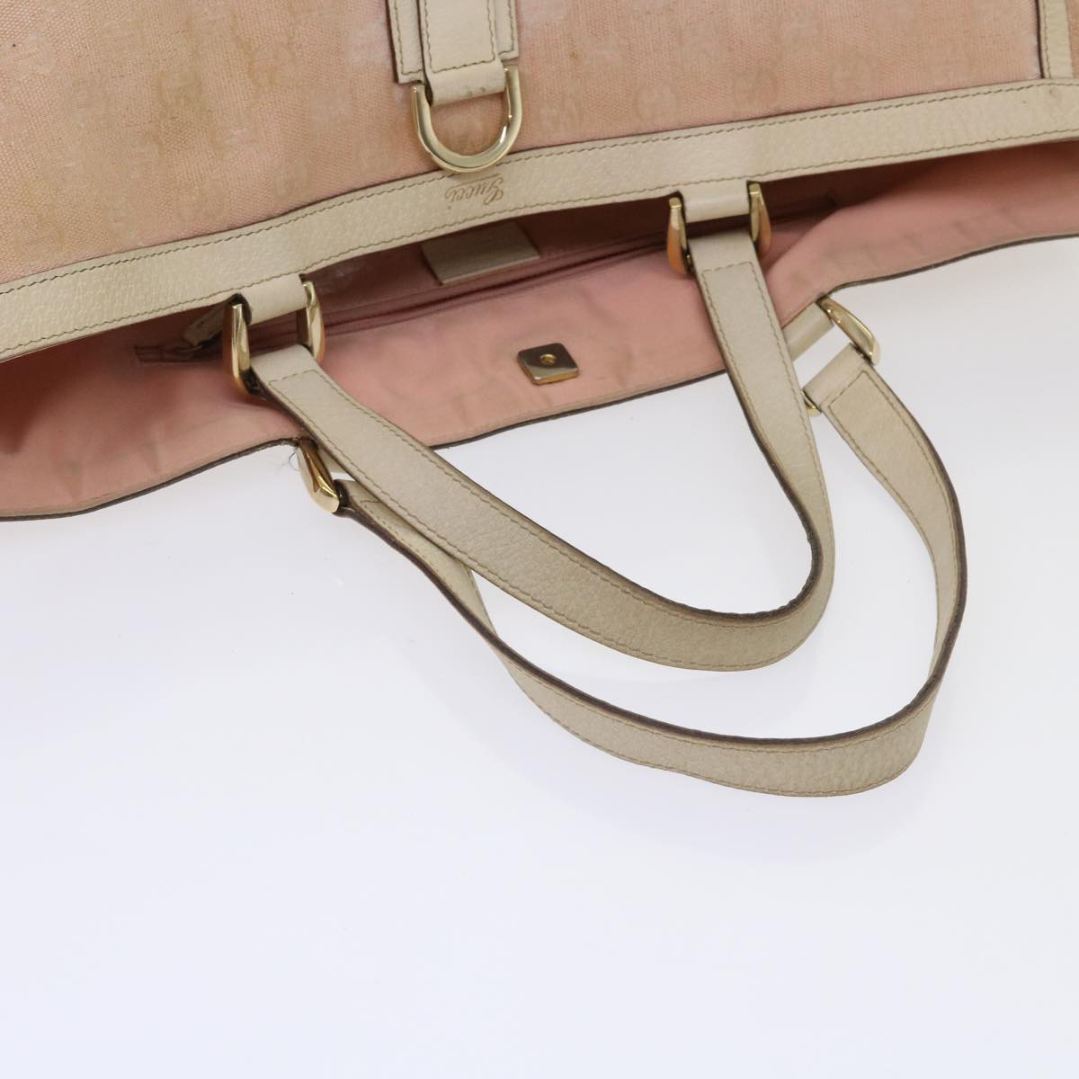 GUCCI GG Canvas Tote Bag Leather Pink 141472 bs6464