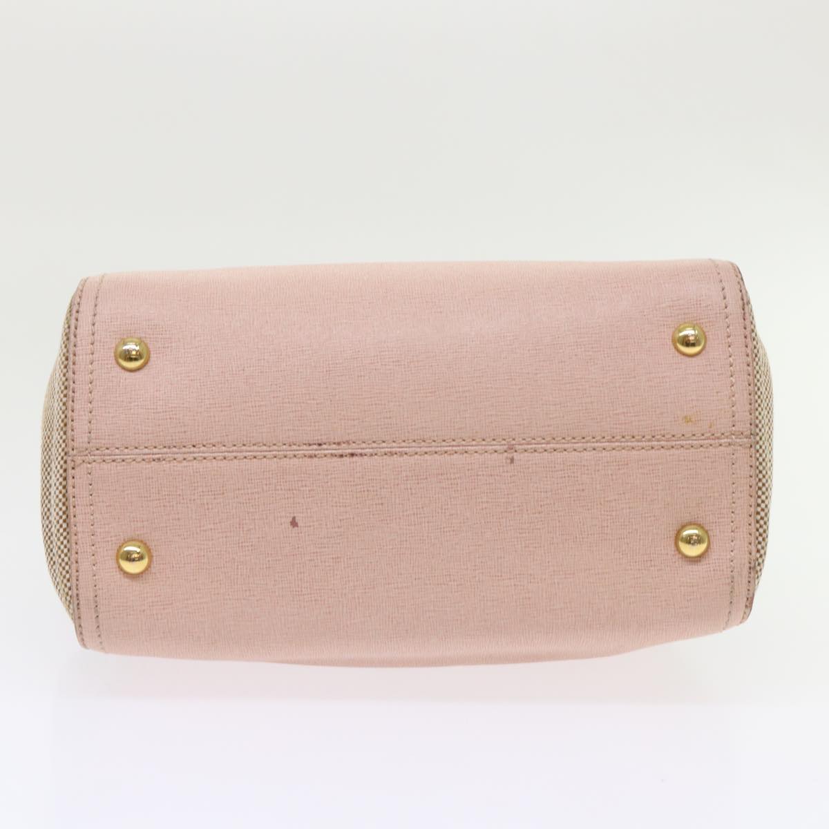 FENDI Chameleon Hand Bag Leather Canvas 2way Pink Brown bs6469