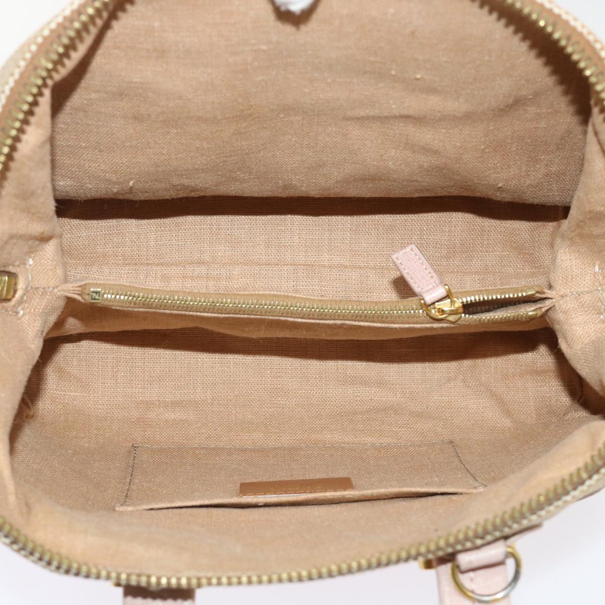 FENDI Chameleon Hand Bag Leather Canvas 2way Pink Brown bs6469