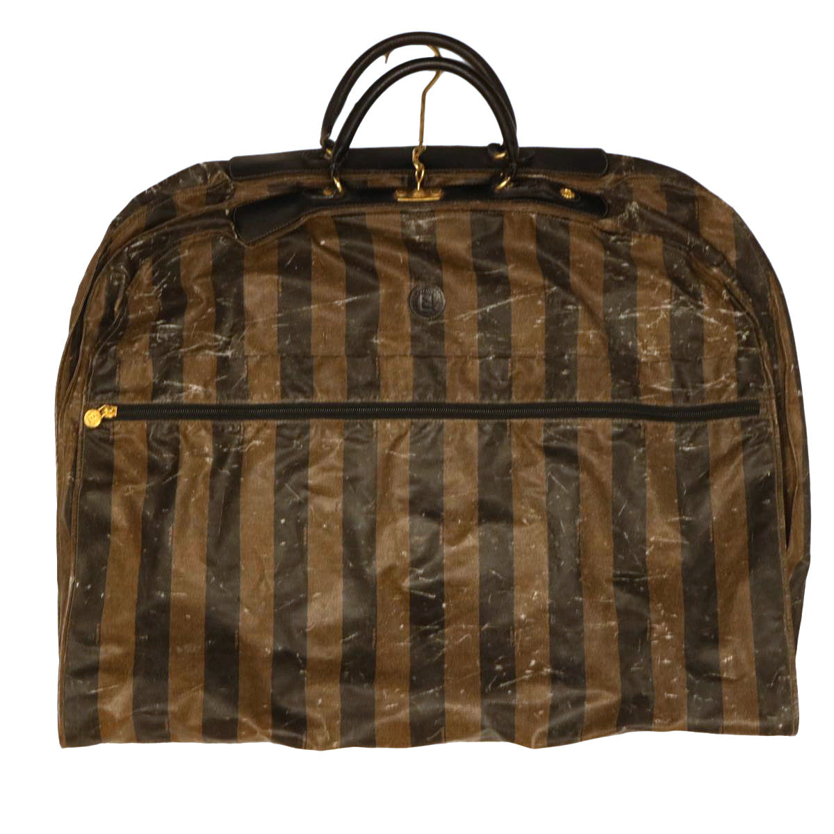 FENDI Pecan Canvas Hand Bag Garment Cover Nylon 2Set Brown Black bs6470