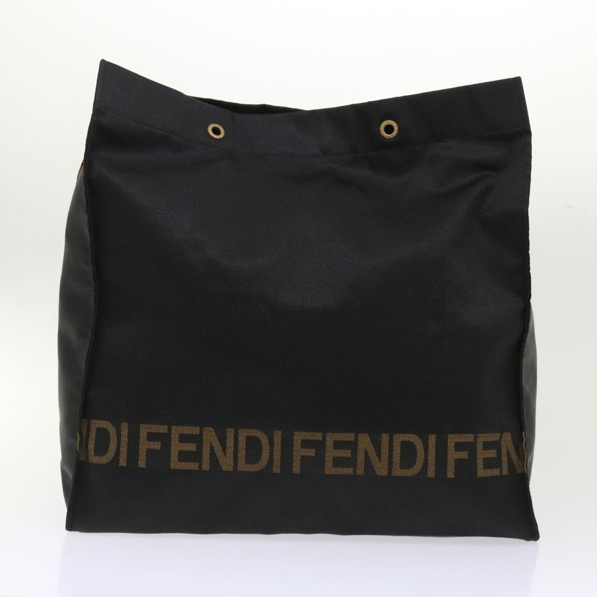 FENDI Pecan Canvas Hand Bag Garment Cover Nylon 2Set Brown Black bs6470