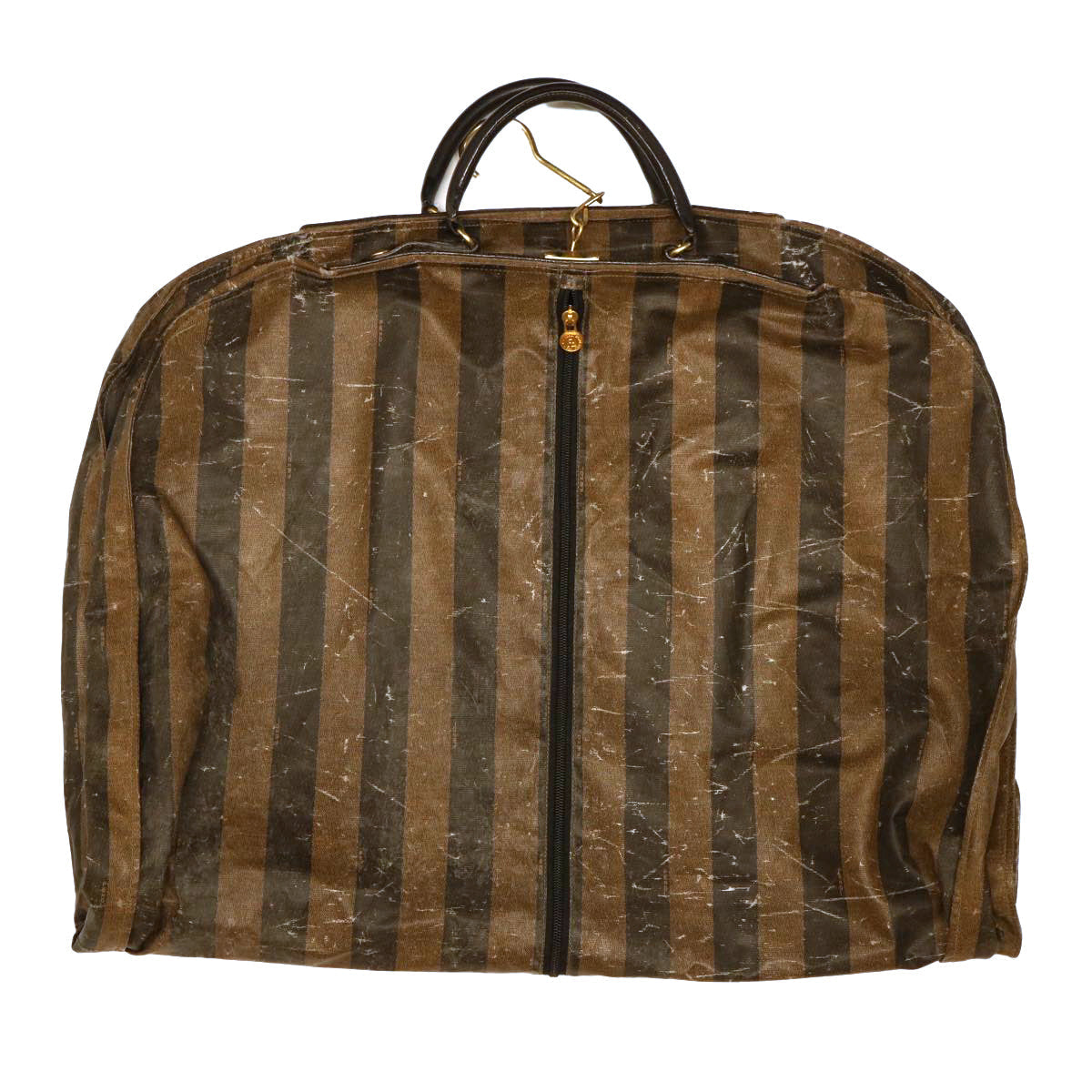FENDI Pecan Canvas Hand Bag Garment Cover Nylon 2Set Brown Black bs6470