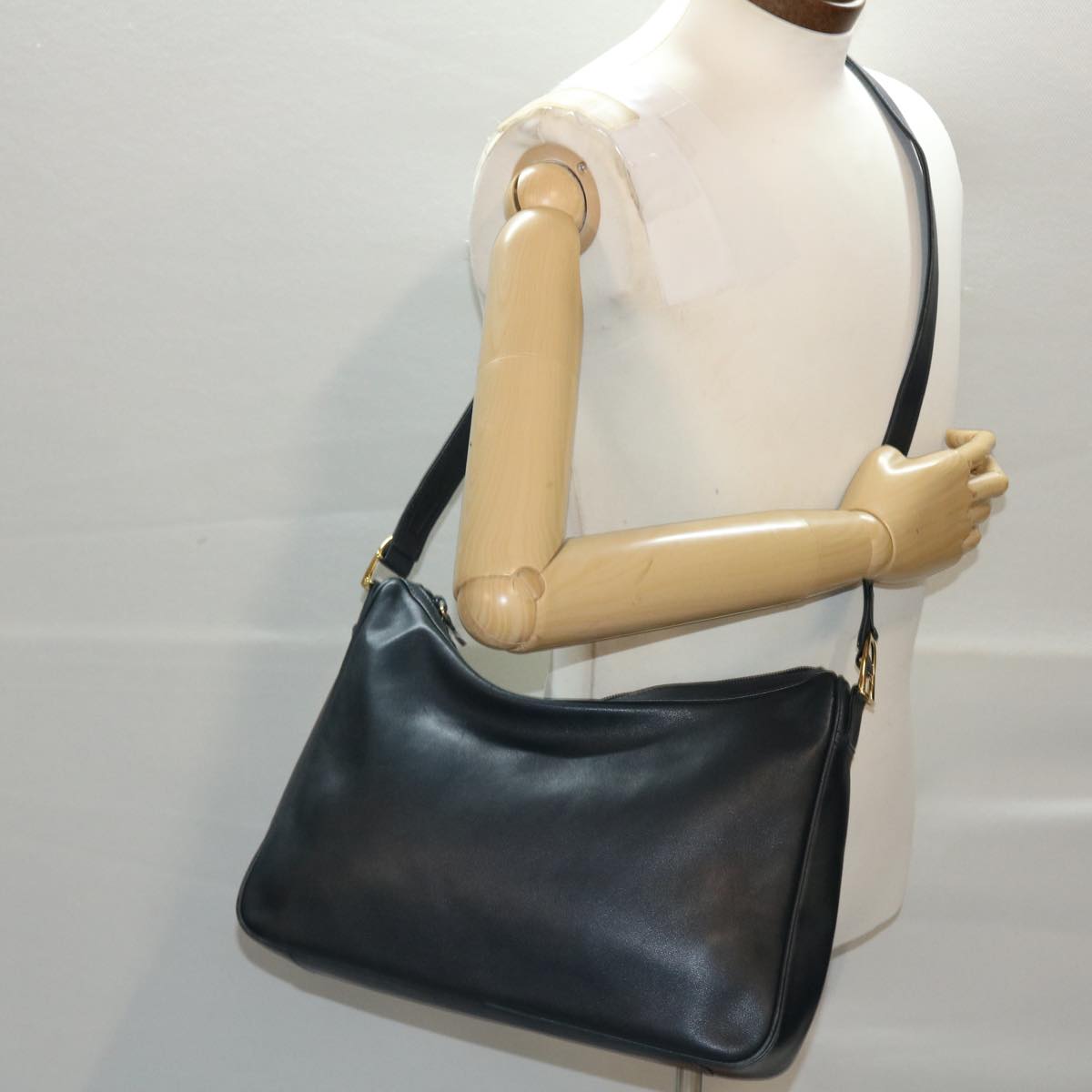 GUCCI Shoulder Bag Leather Navy bs6472