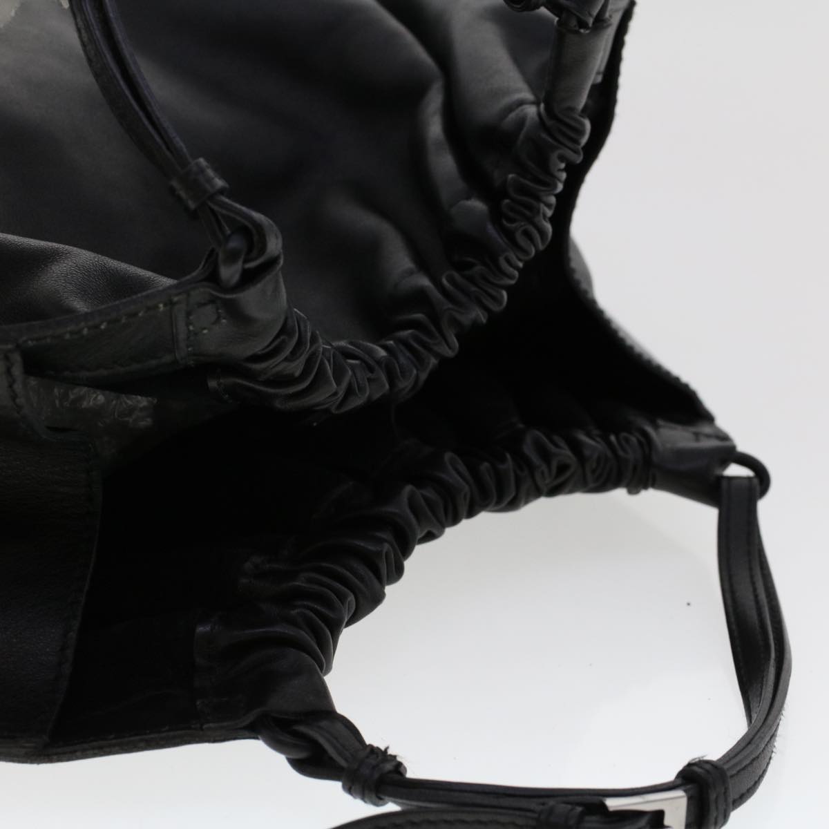 GUCCI Hand Bag Leather Black 76554 bs6473