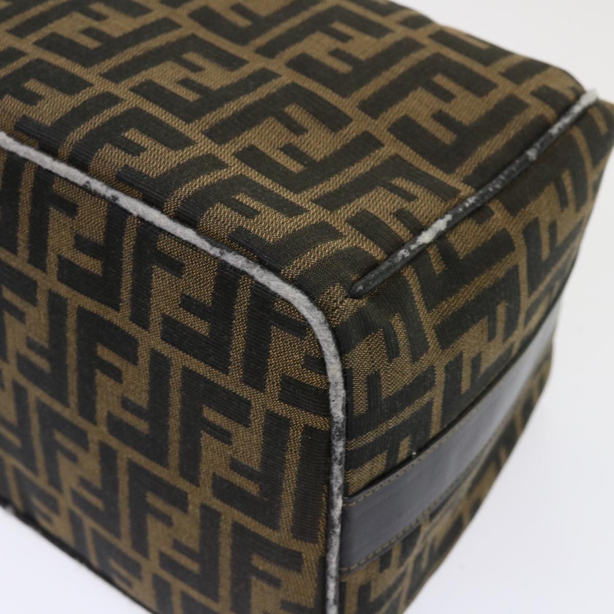 FENDI Zucca Canvas Hand Bag Leather Black Brown 2111 26348 079 bs6481