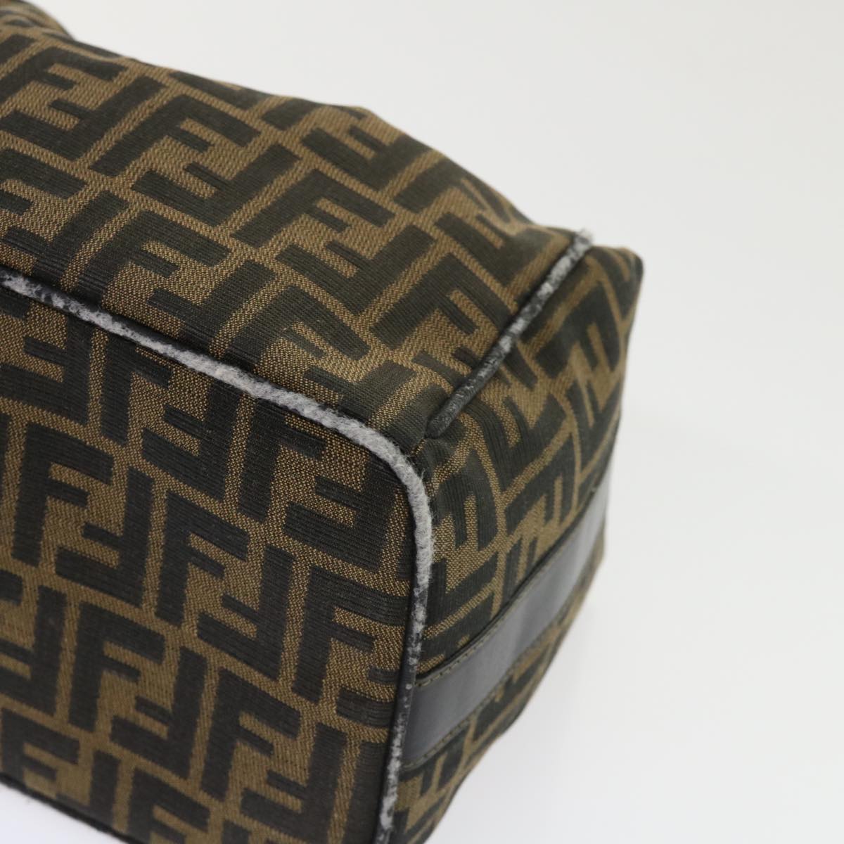 FENDI Zucca Canvas Hand Bag Leather Black Brown 2111 26348 079 bs6481