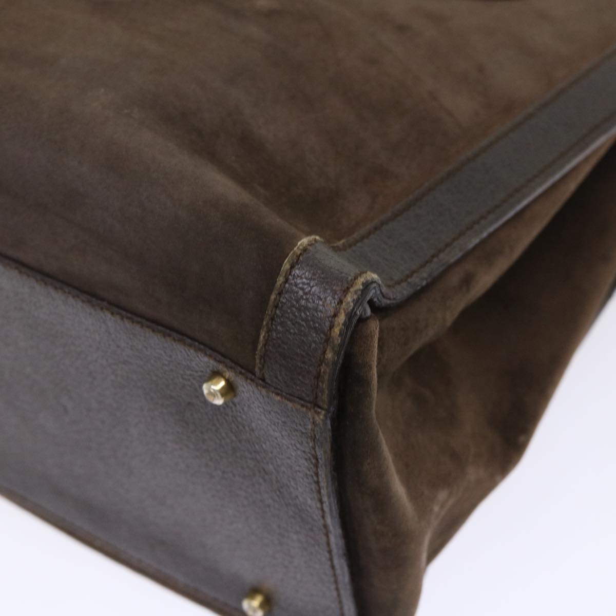 GUCCI Bamboo Hand Bag Suede Leather Brown 00211860260 bs6498