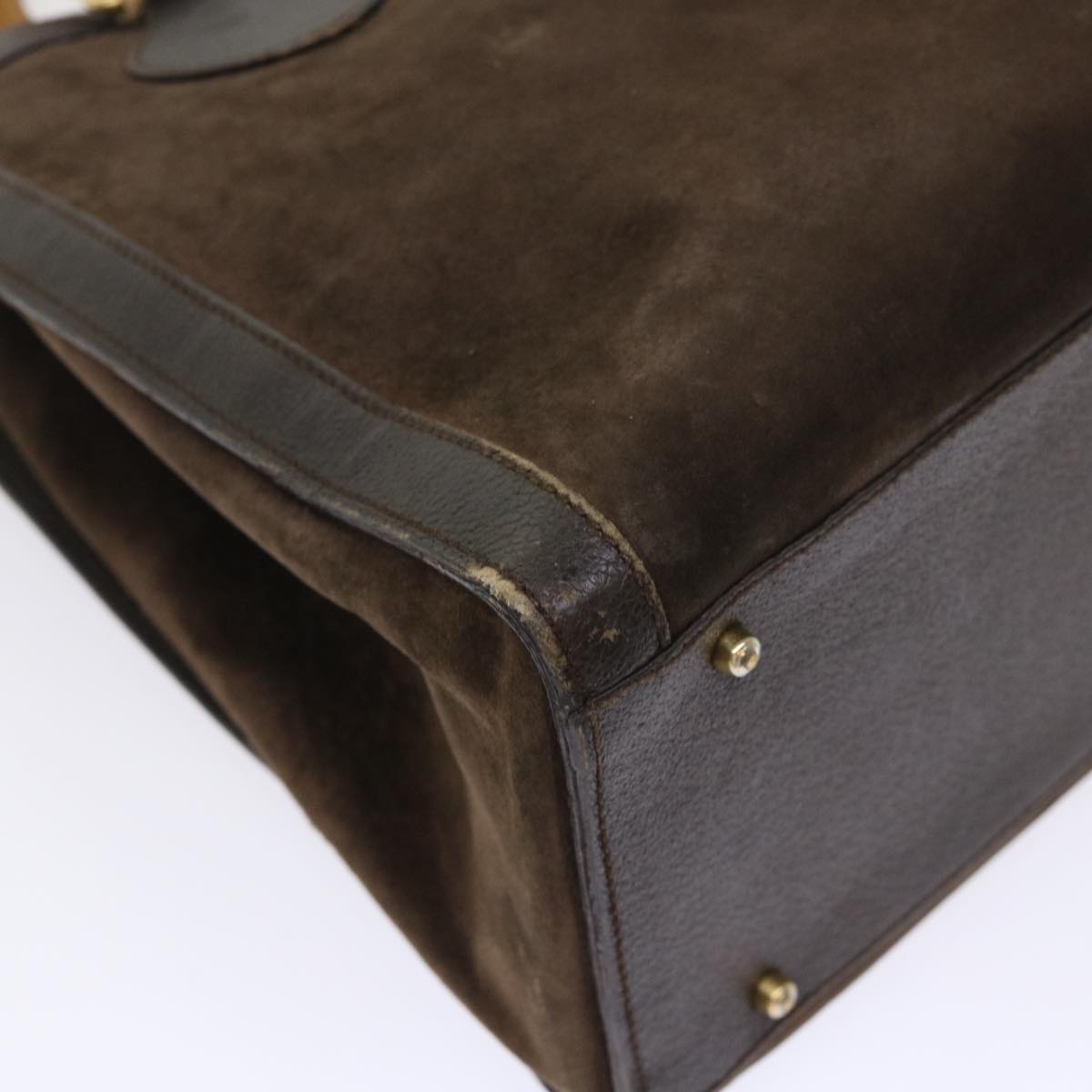 GUCCI Bamboo Hand Bag Suede Leather Brown 00211860260 bs6498