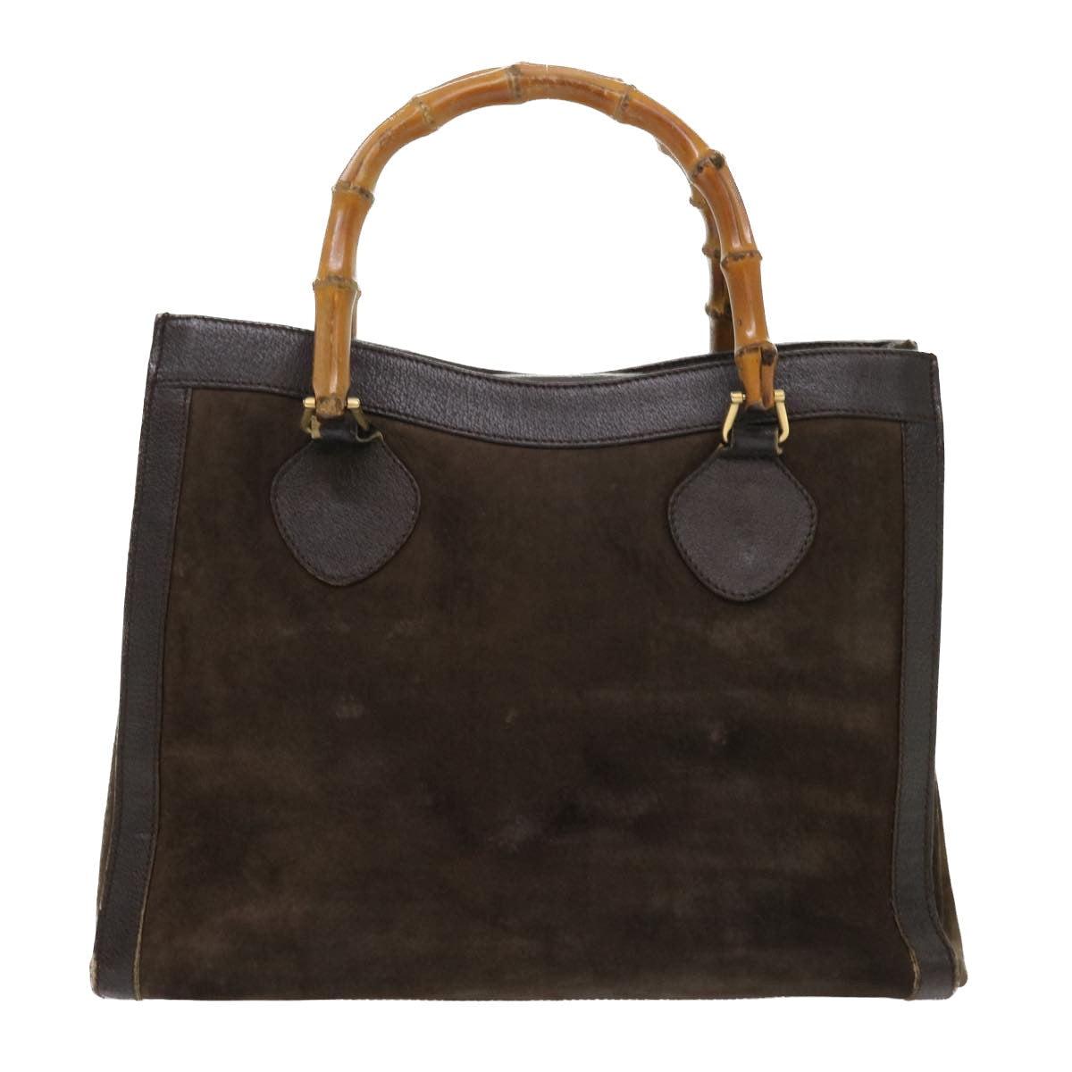 GUCCI Bamboo Hand Bag Suede Leather Brown 00211860260 bs6498