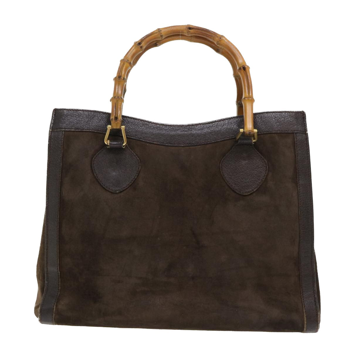 GUCCI Bamboo Hand Bag Suede Leather Brown 00211860260 bs6498
