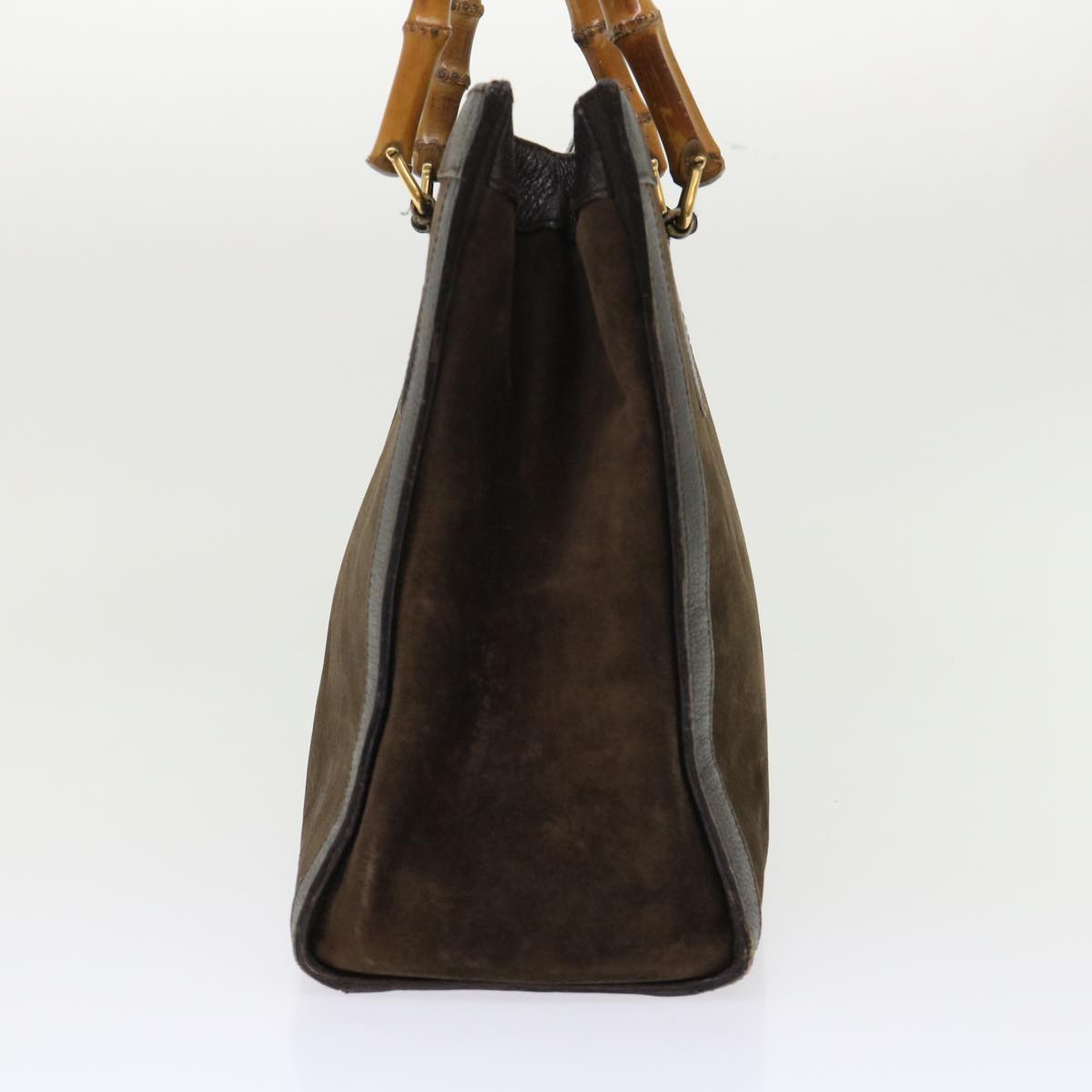 GUCCI Bamboo Hand Bag Suede Leather Brown 00211860260 bs6498