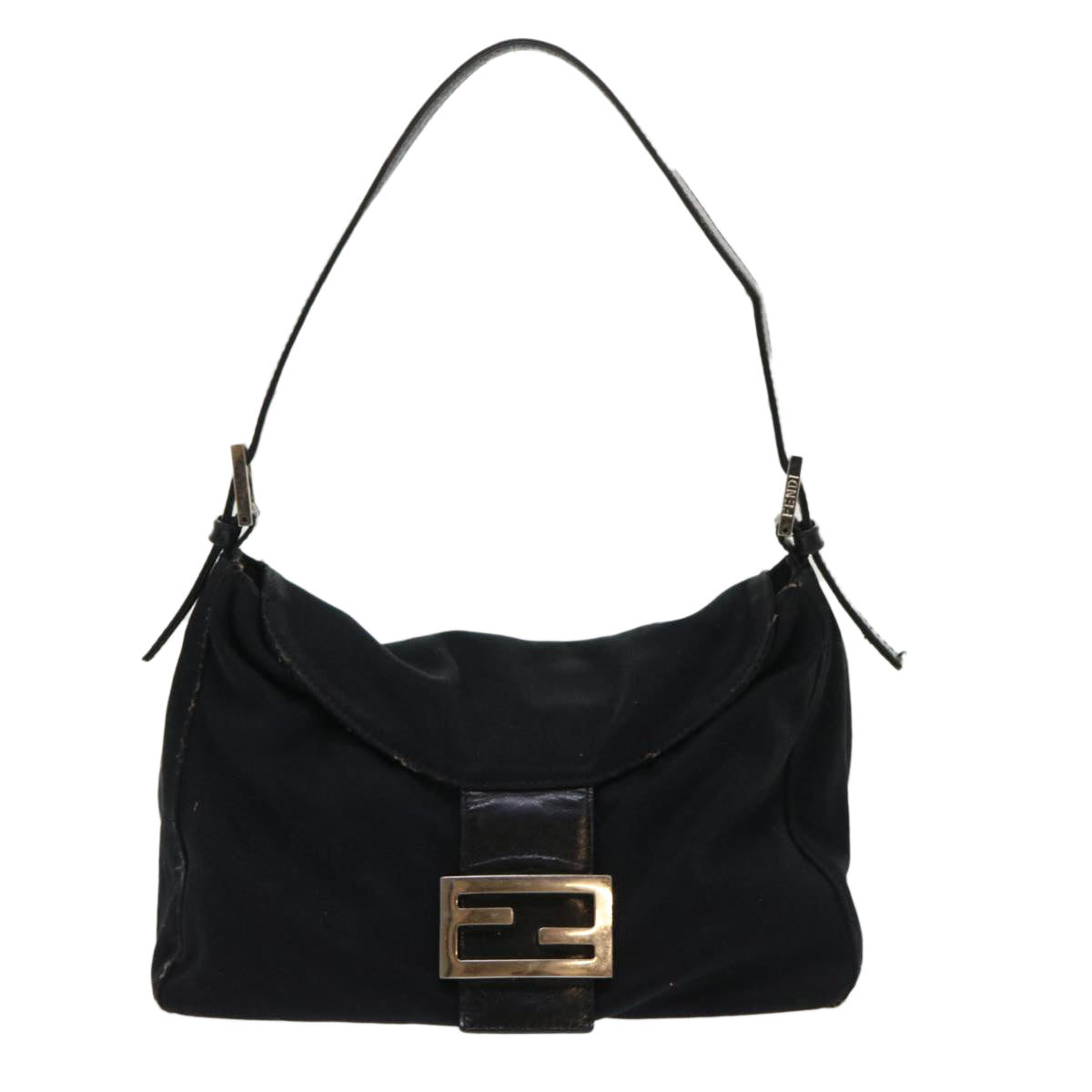 FENDI Mamma Baguette Shoulder Bag Nylon Black bs6540