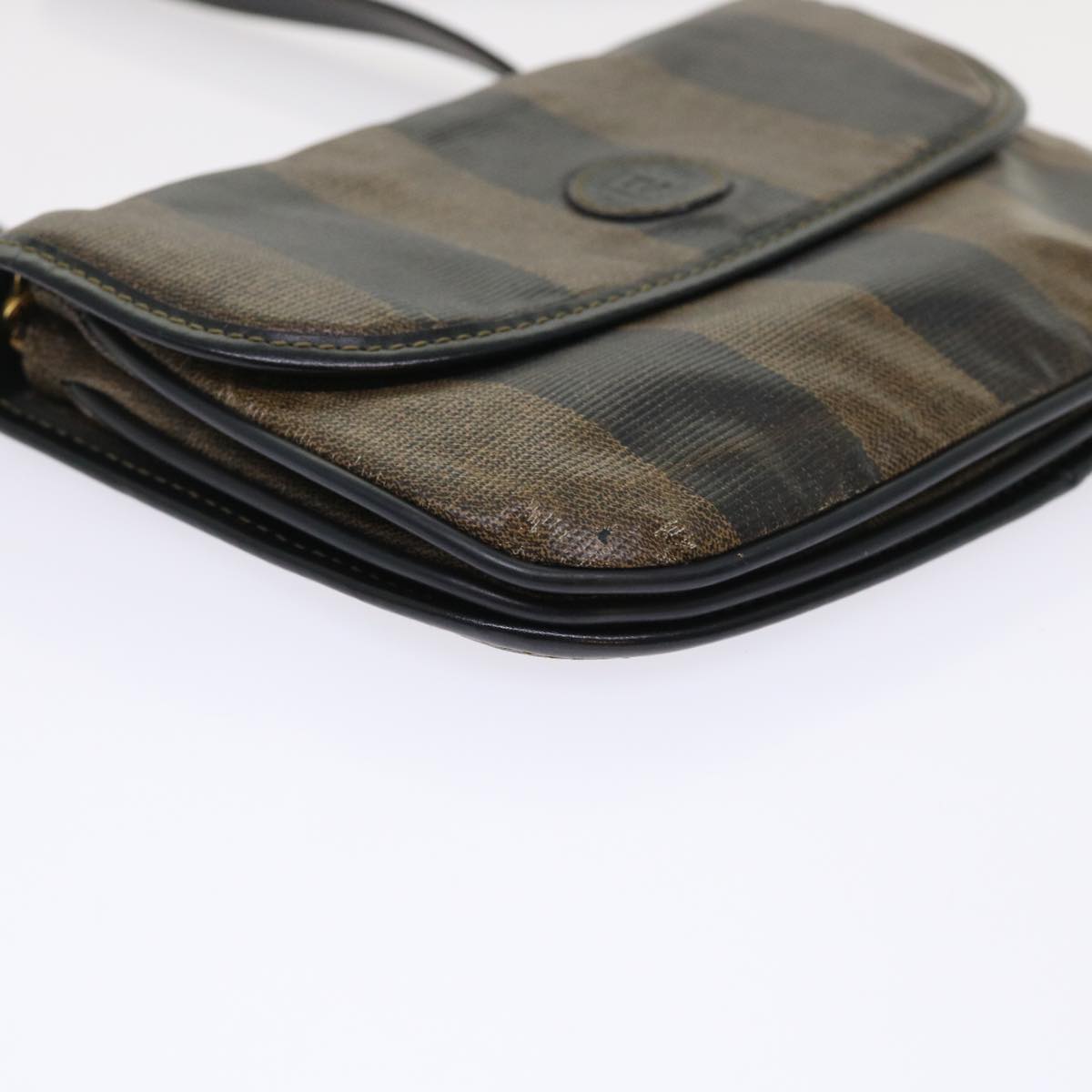 FENDI Pecan Canvas Shoulder Bag Black Brown bs6553
