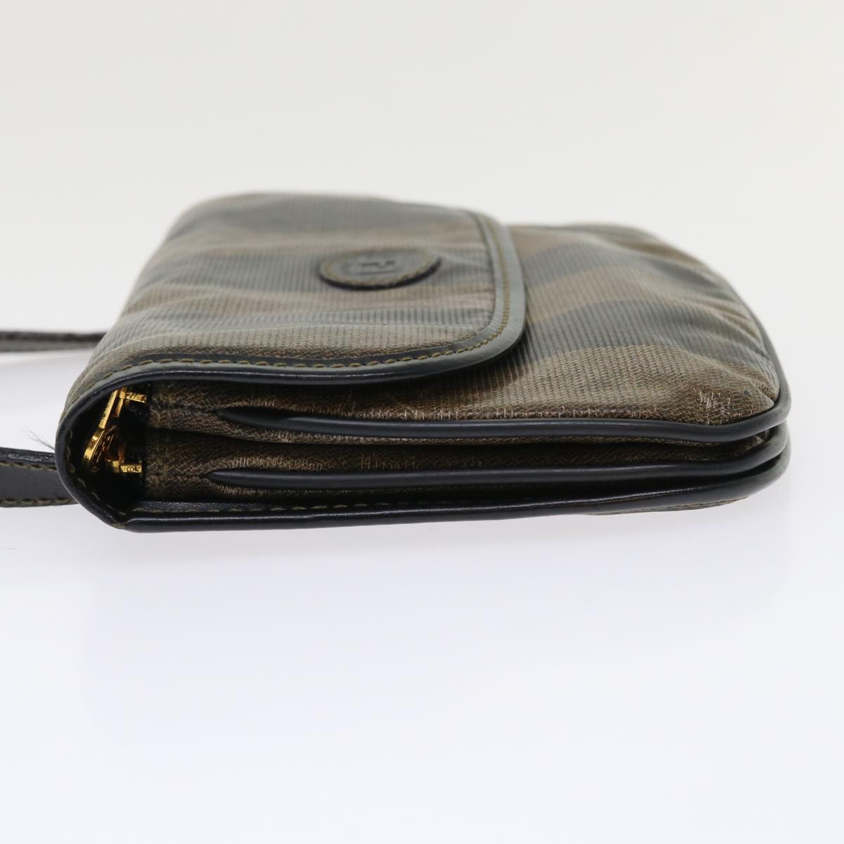 FENDI Pecan Canvas Shoulder Bag Black Brown bs6553