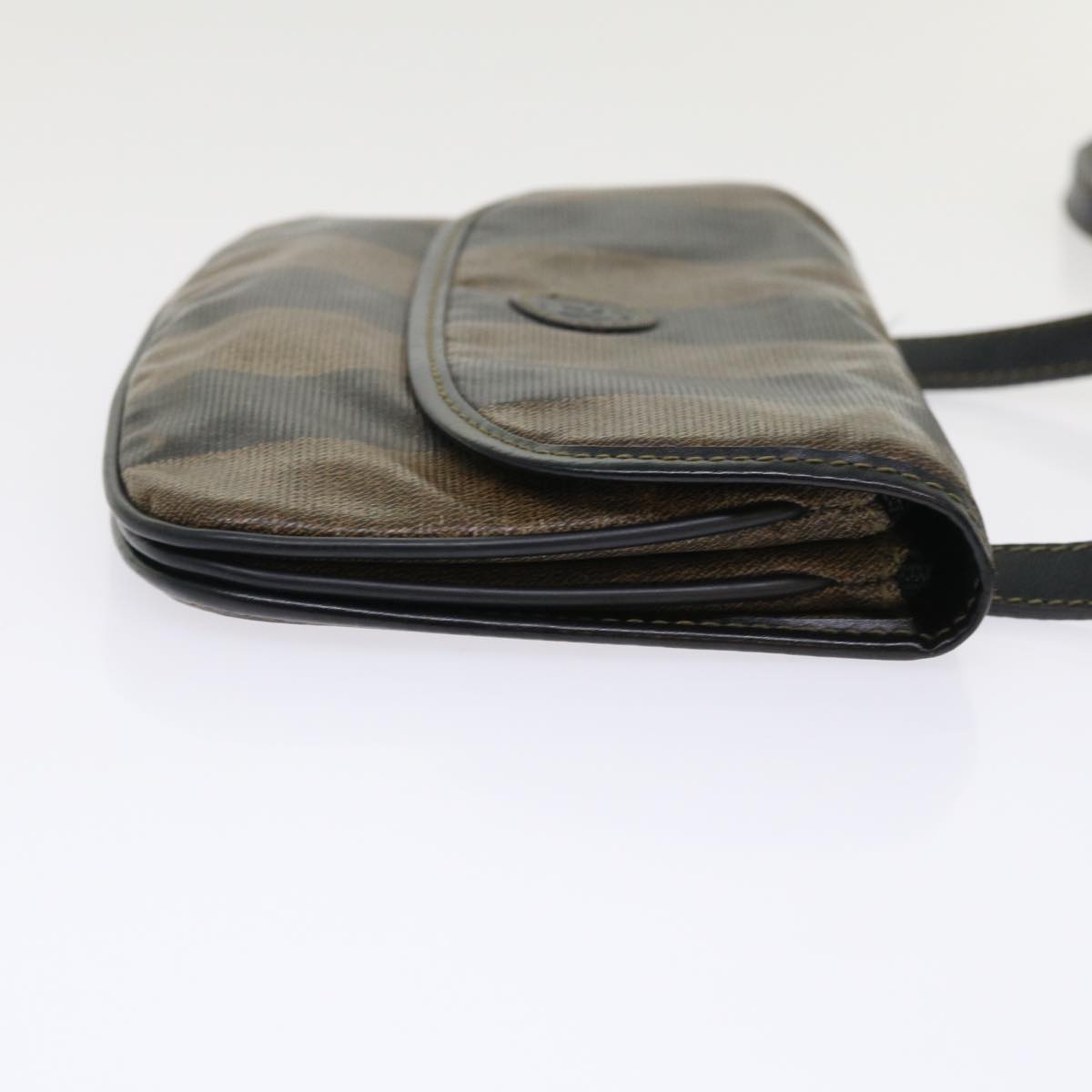 FENDI Pecan Canvas Shoulder Bag Black Brown bs6553