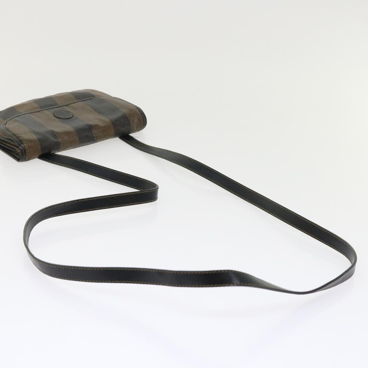 FENDI Pecan Canvas Shoulder Bag Black Brown bs6553