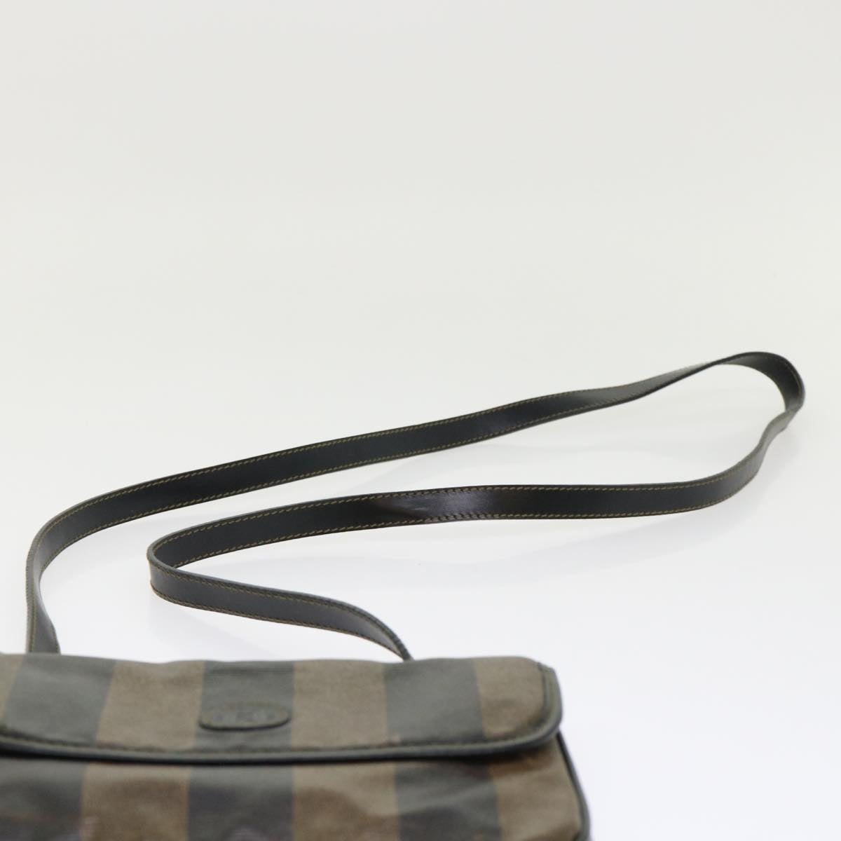 FENDI Pecan Canvas Shoulder Bag Black Brown bs6553