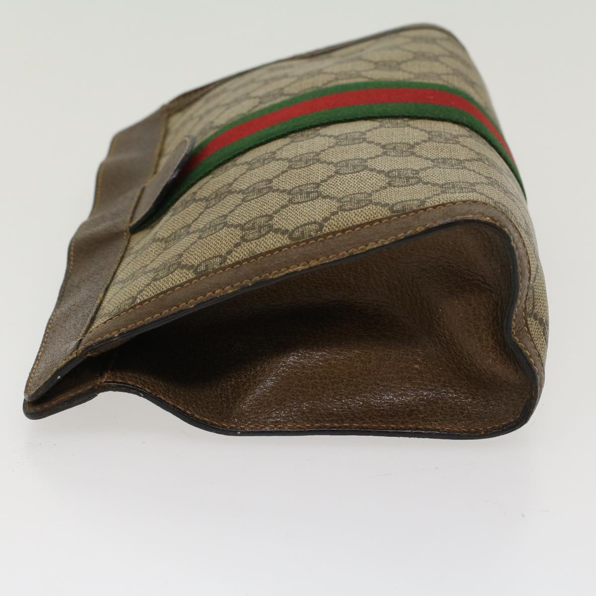 GUCCI GG Canvas Web Sherry Line Clutch Bag Beige Red 89•01•002 bs6599