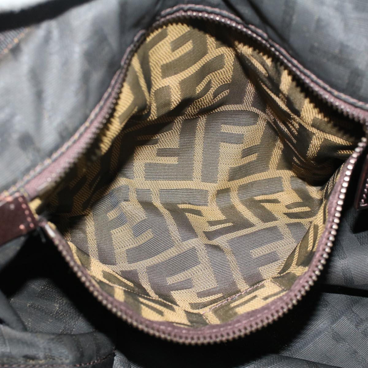 FENDI Zucca Canvas Tote Bag Nylon Brown Black bs6631