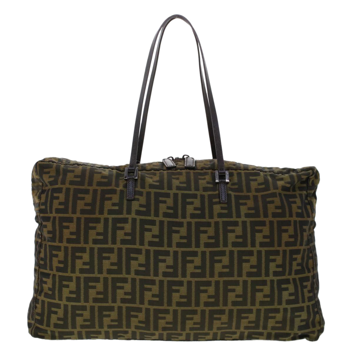 FENDI Zucca Canvas Tote Bag Nylon Brown Black bs6631
