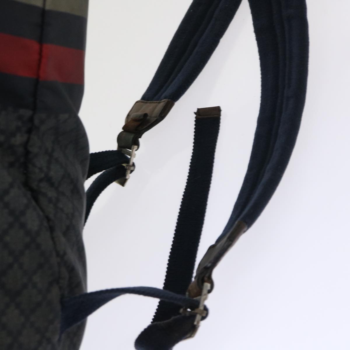 GUCCI Sherry Line Diamante Backpack Nylon Black Red beige 268111 bs6735