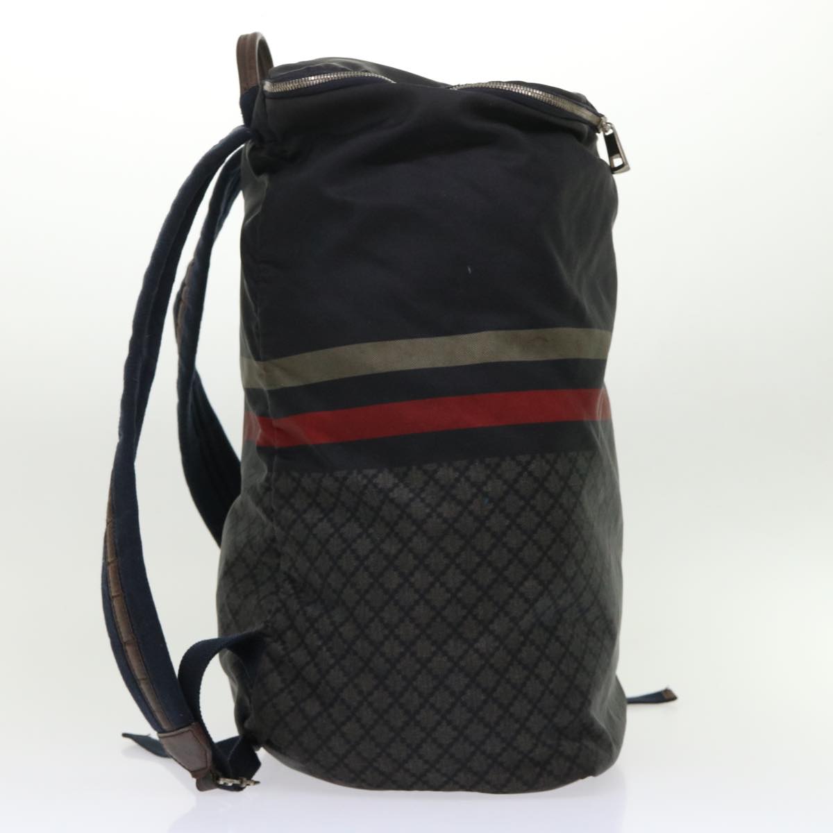 GUCCI Sherry Line Diamante Backpack Nylon Black Red beige 268111 bs6735