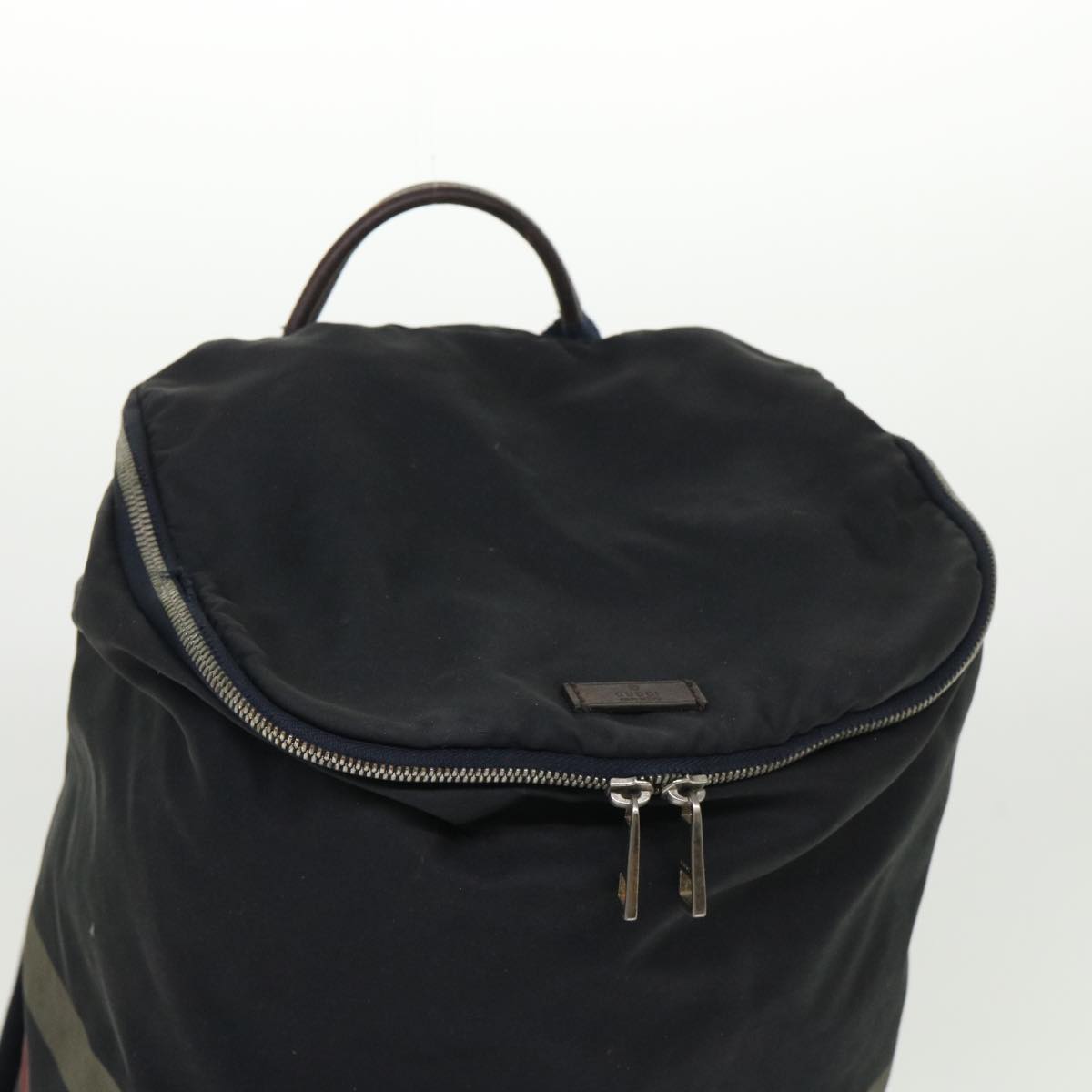 GUCCI Sherry Line Diamante Backpack Nylon Black Red beige 268111 bs6735
