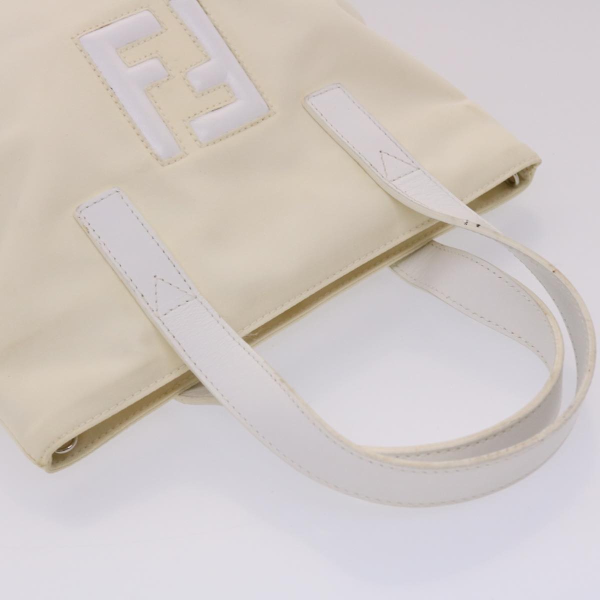 FENDI Hand Bag Nylon 2way White bs6739
