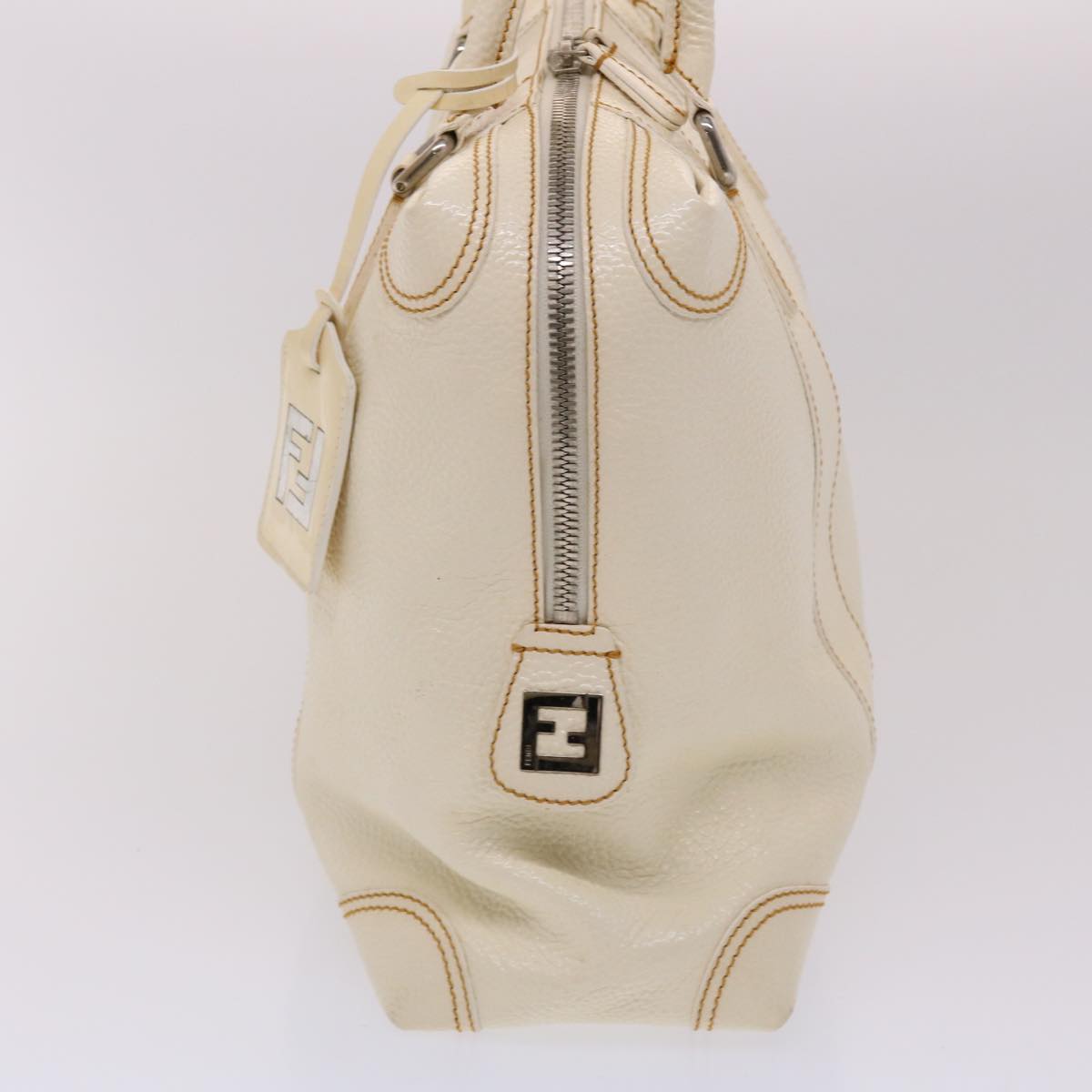 FENDI Boston Bag Leather White bs6767