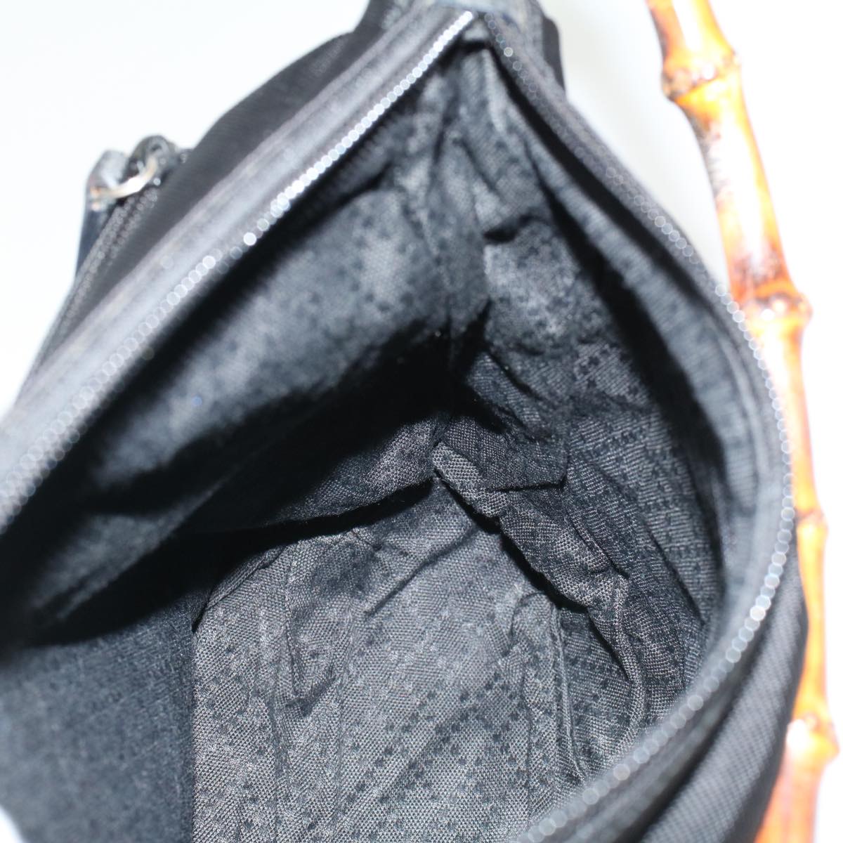 GUCCI Bamboo Shoulder Bag Nylon Black 000•2058•0509•5 bs6818