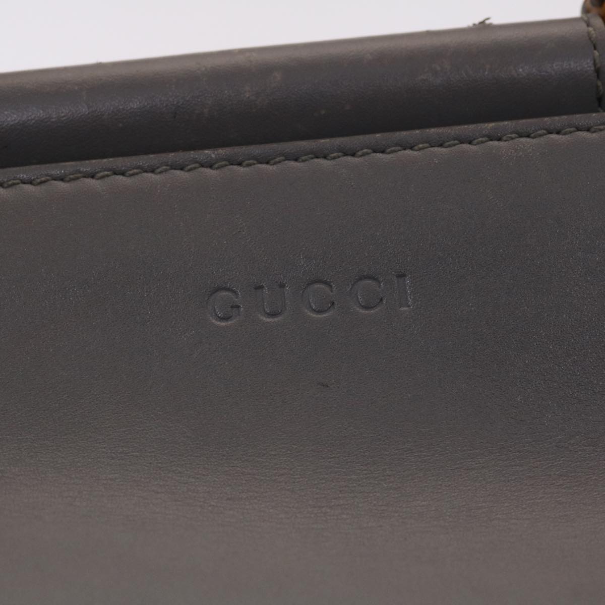 GUCCI Bamboo Hand Bag Leather Gray 470271 bs6837