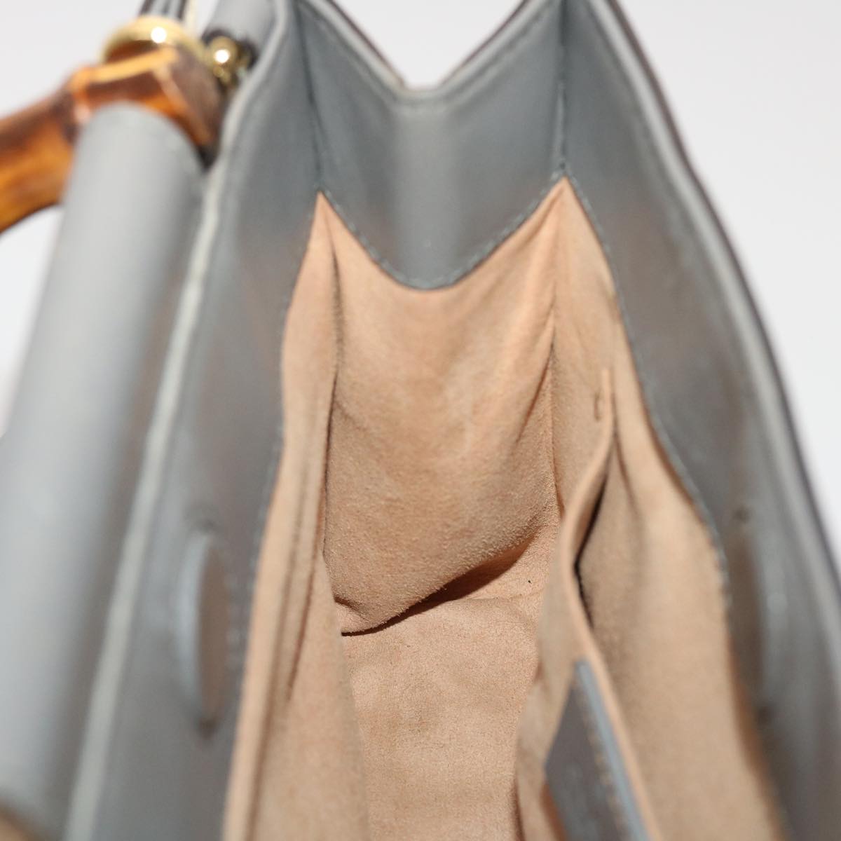 GUCCI Bamboo Hand Bag Leather Gray 470271 bs6837