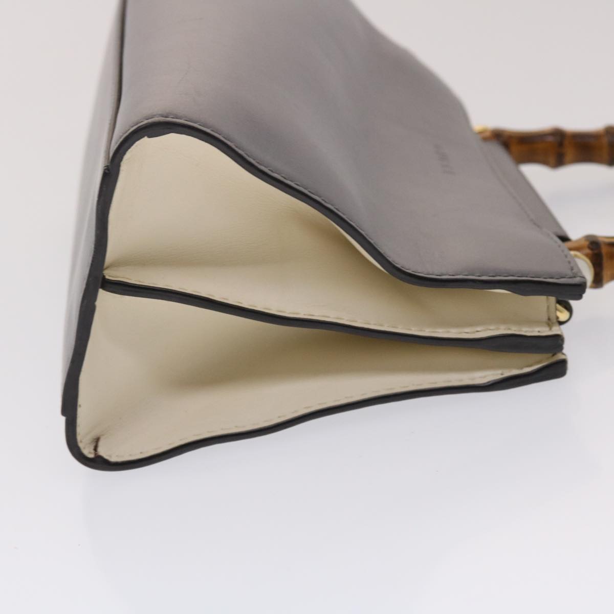 GUCCI Bamboo Hand Bag Leather Gray 470271 bs6837
