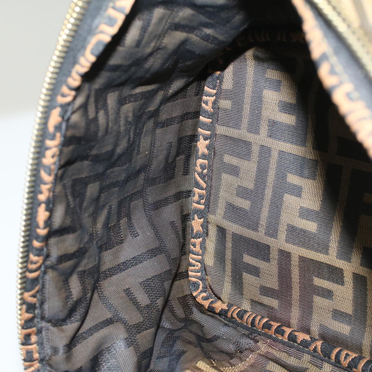 FENDI Zucca Canvas Vanity Cosmetic Pouch Black Brown bs6864