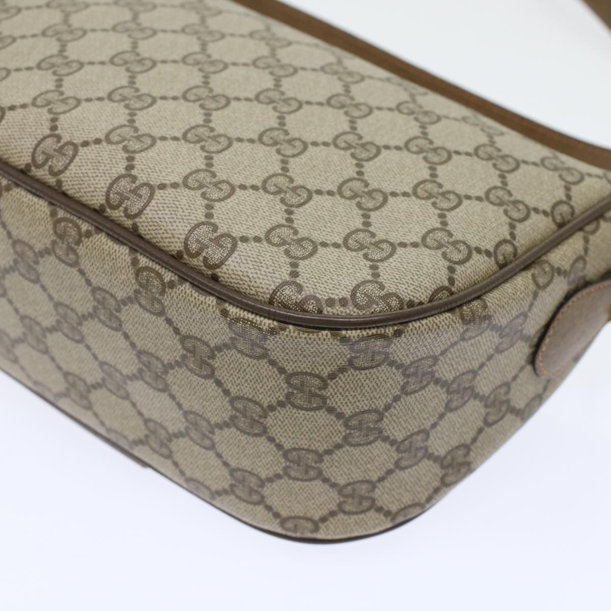 GUCCI GG Canvas Web Sherry Line Shoulder Bag PVC Leather Beige Green bs6920
