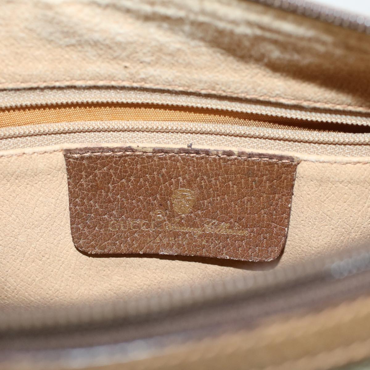 GUCCI GG Canvas Web Sherry Line Shoulder Bag PVC Leather Beige Green bs6920