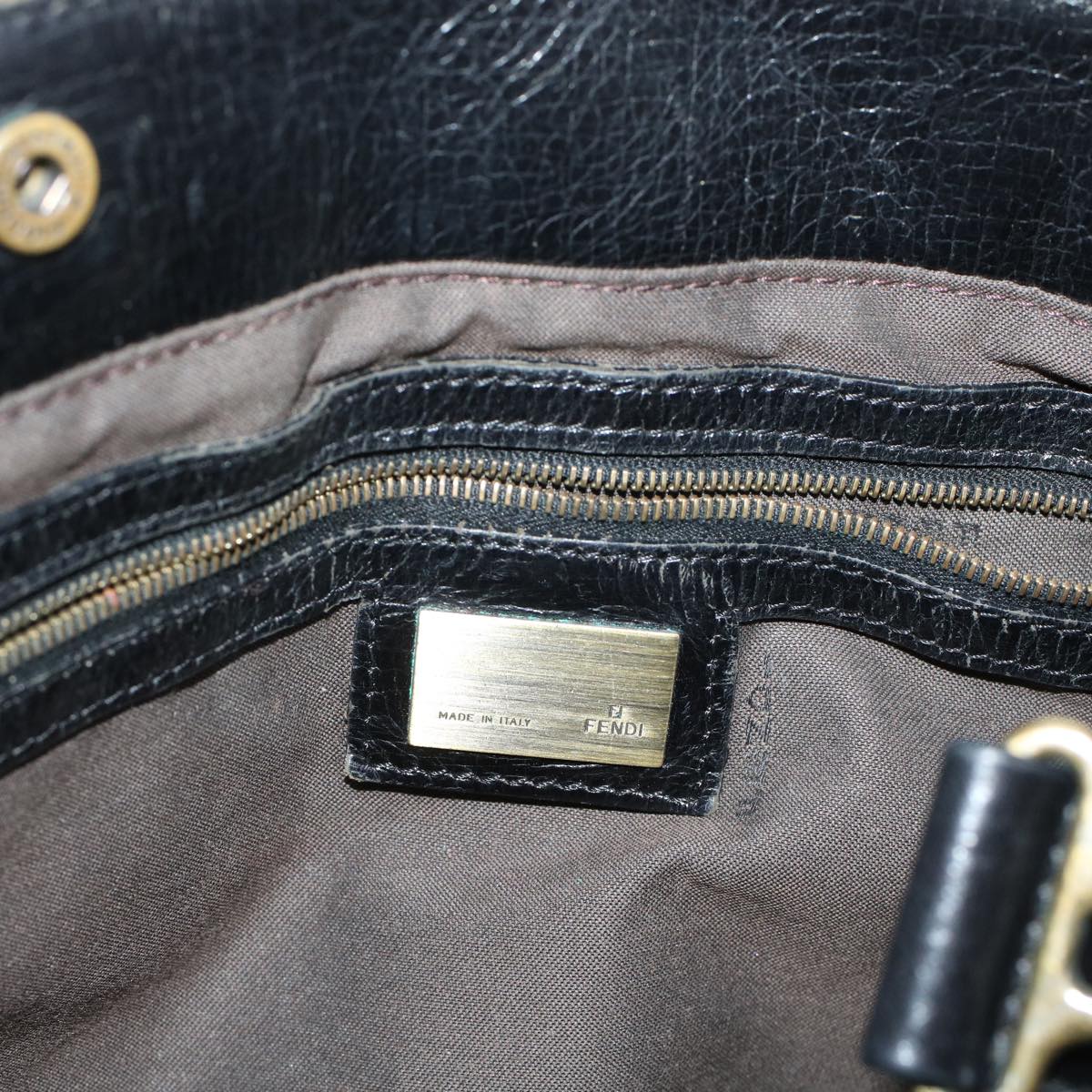 FENDI Shoulder Bag Leather Black bs6922