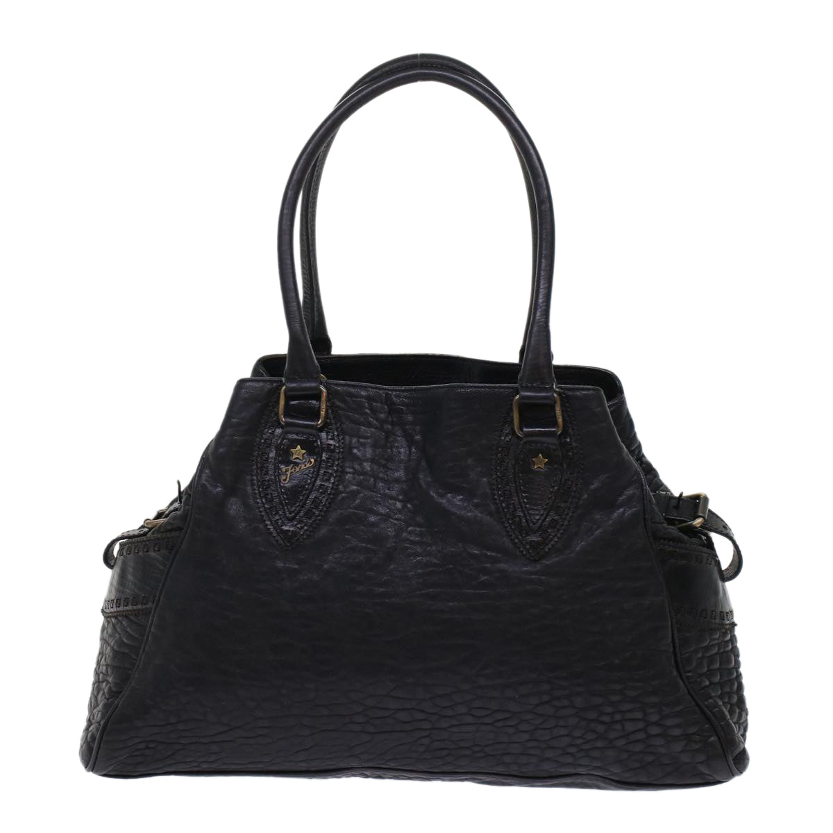 FENDI Shoulder Bag Leather Black bs6922