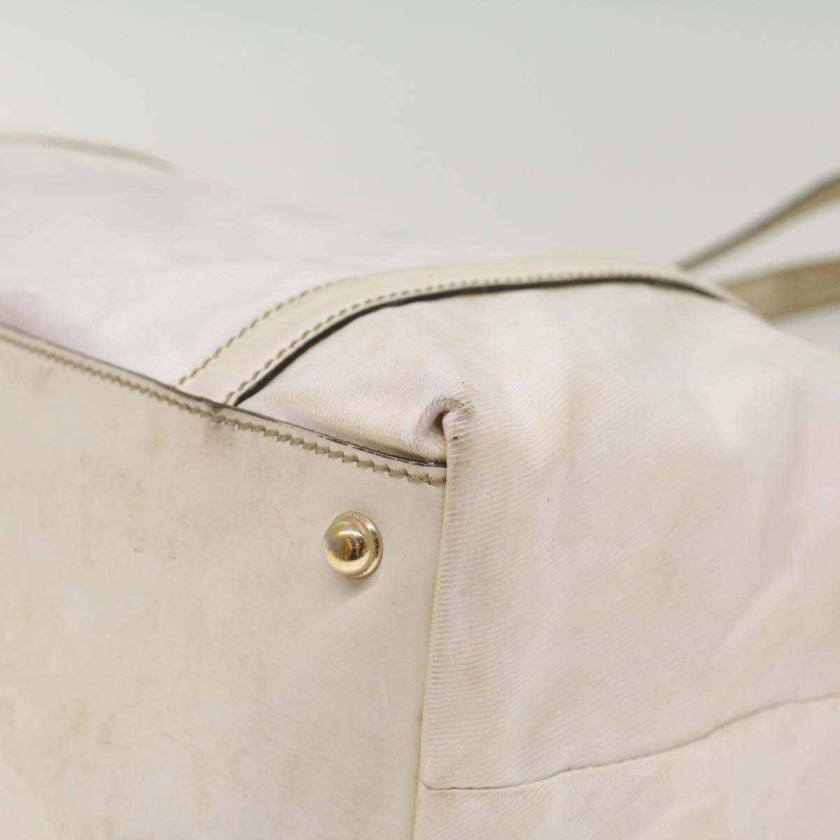 GUCCI Web Sherry Line Shoulder Bag Coated Canvas White Red 162094 bs6990