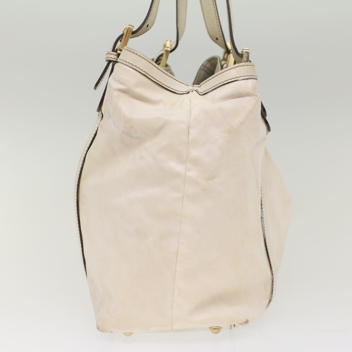 GUCCI Web Sherry Line Shoulder Bag Coated Canvas White Red 162094 bs6990