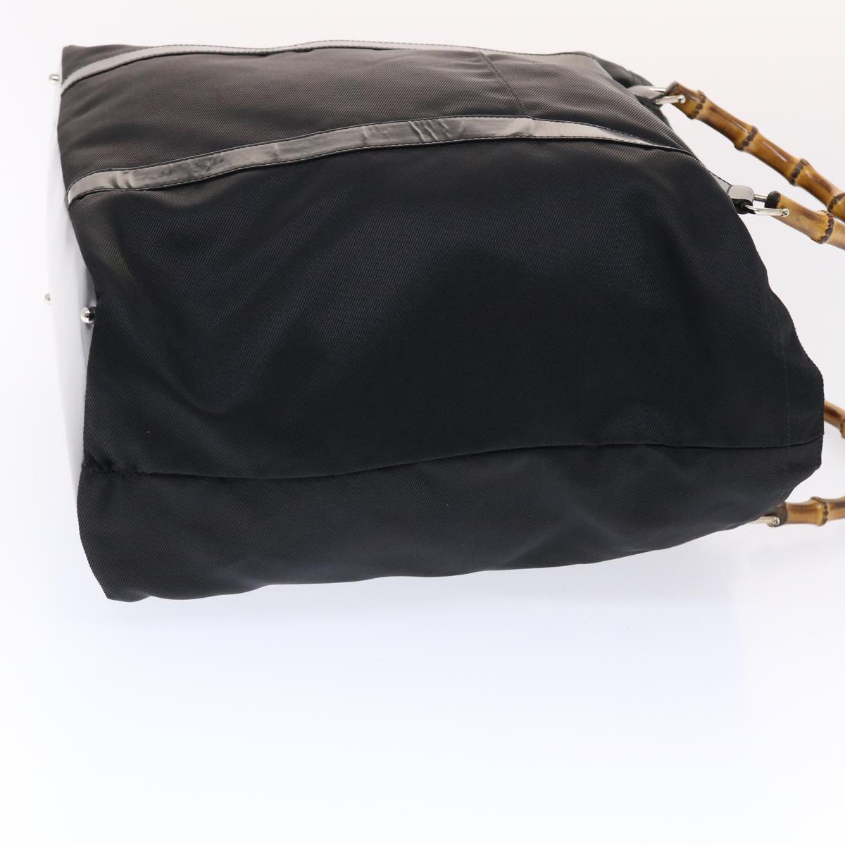 GUCCI Bamboo Hand Bag Nylon Black bs7000