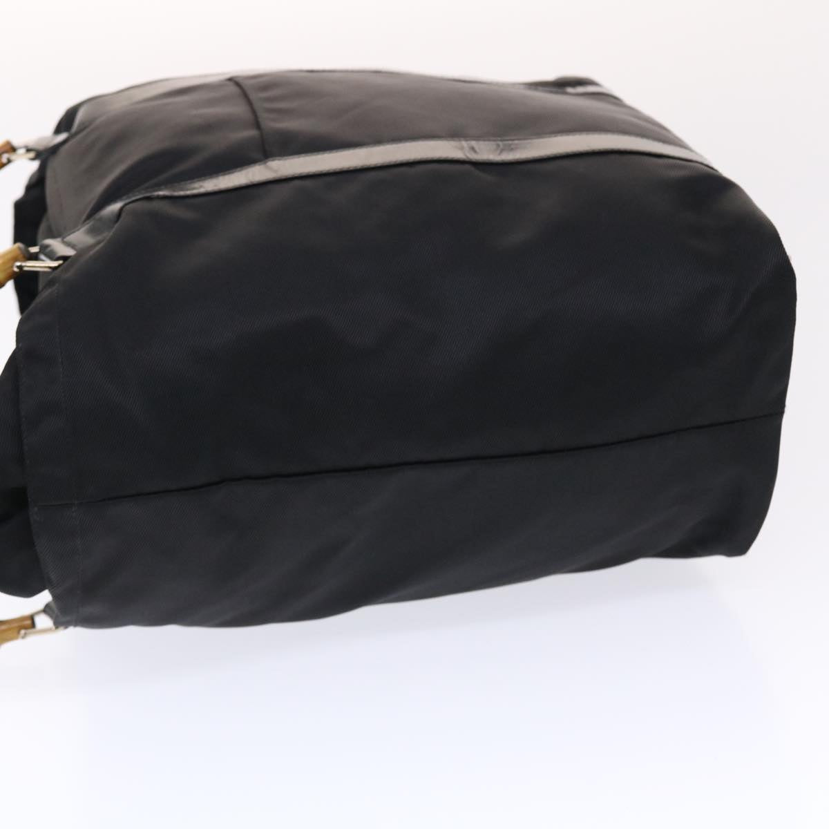 GUCCI Bamboo Hand Bag Nylon Black bs7000