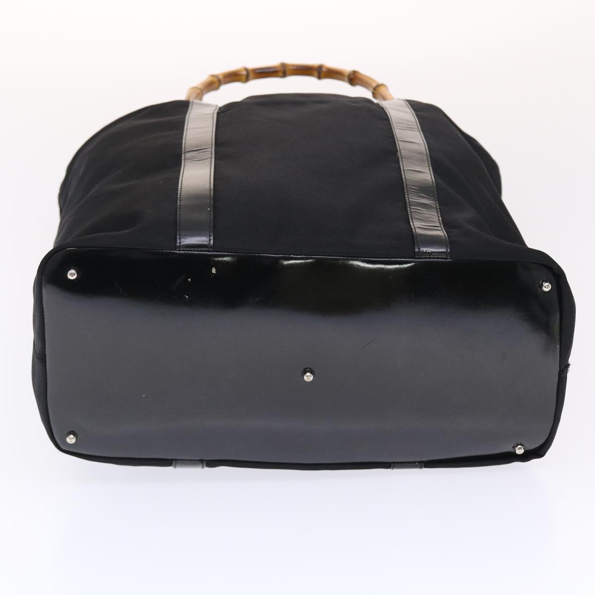 GUCCI Bamboo Hand Bag Nylon Black bs7000