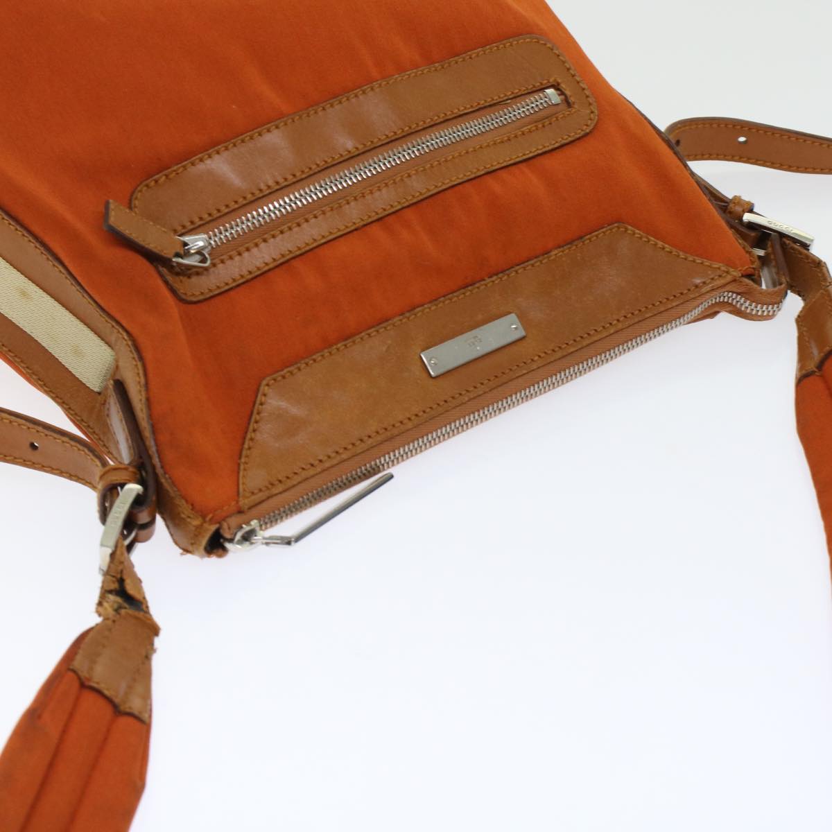 GUCCI Shoulder Bag Leather Canvas 2Set Navy Orange bs7033