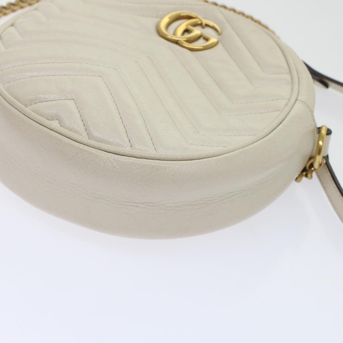 GUCCI GG Mormant Shoulder Bag Leather White 550154 bs7044