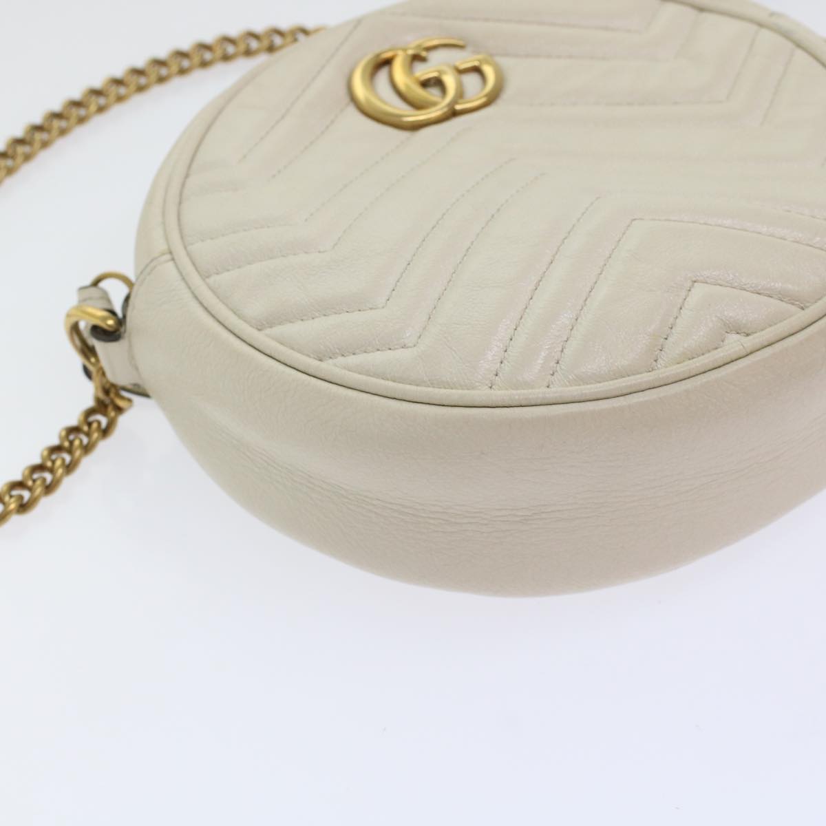 GUCCI GG Mormant Shoulder Bag Leather White 550154 bs7044