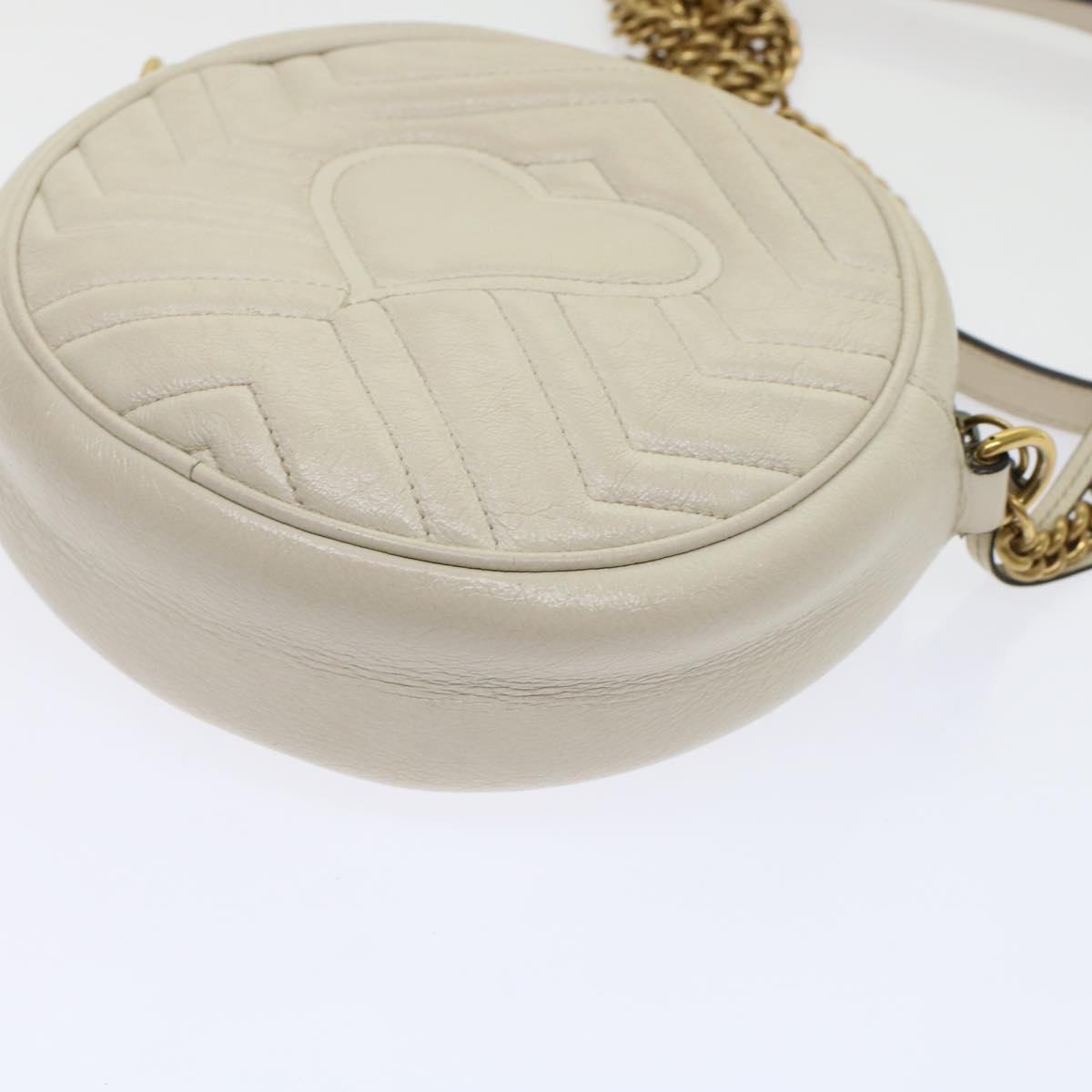 GUCCI GG Mormant Shoulder Bag Leather White 550154 bs7044