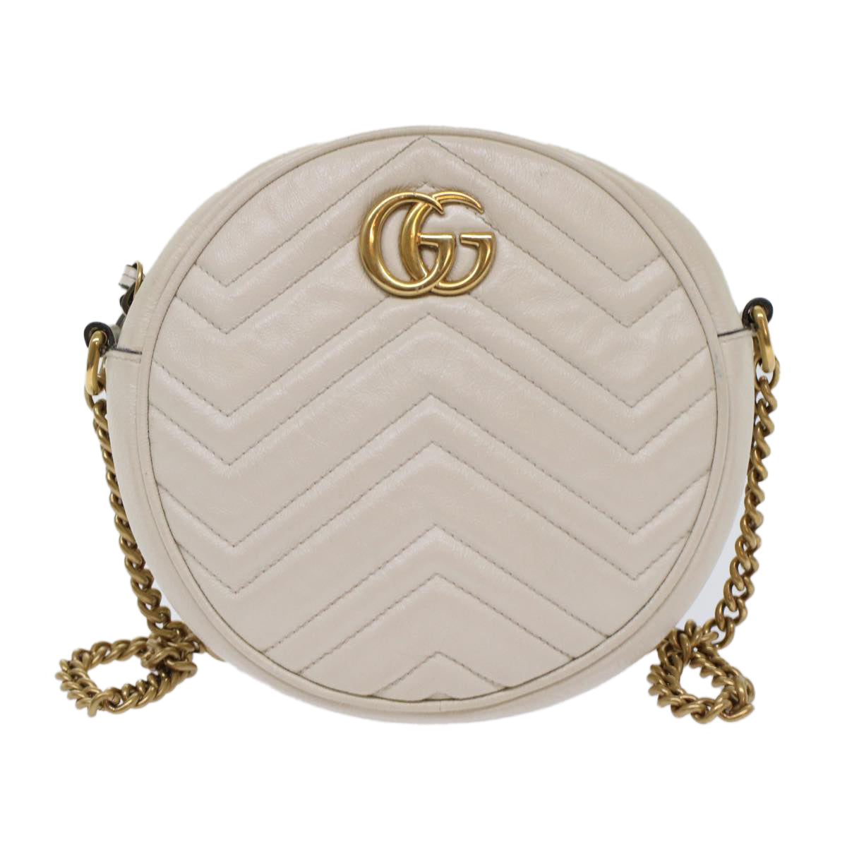 GUCCI GG Mormant Shoulder Bag Leather White 550154 bs7044